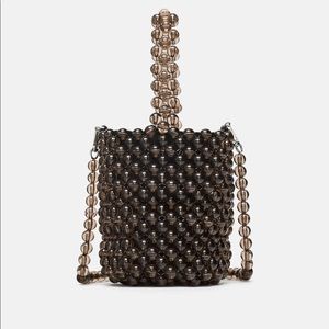 Mini beaded bucket bag